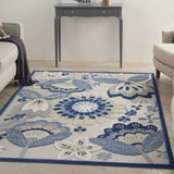 5' X 8' Blue And Gray Floral Indoor Outdoor Area Rug - Homeroots - Flyclothing LLC