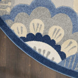 5' Round Blue And Gray Round Floral Indoor Outdoor Area Rug - Homeroots - Flyclothing LLC