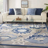 7' X 10' Blue And Gray Floral Indoor Outdoor Area Rug - Homeroots - Flyclothing LLC
