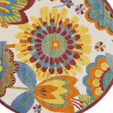 4' Round Yellow And Ivory Round Floral Indoor Outdoor Area Rug - Homeroots - Flyclothing LLC