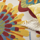 8' Round Yellow And Ivory Round Floral Indoor Outdoor Area Rug - Homeroots - Flyclothing LLC