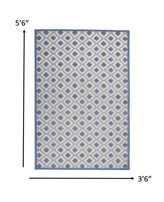 4' X 6' Blue And Gray Geometric Indoor Outdoor Area Rug - Homeroots - Flyclothing LLC