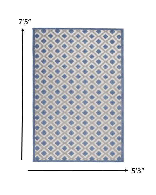 5' X 8' Blue And Gray Geometric Indoor Outdoor Area Rug - Homeroots - Flyclothing LLC