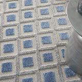 5' Round Blue And Gray Round Geometric Indoor Outdoor Area Rug - Homeroots - Flyclothing LLC