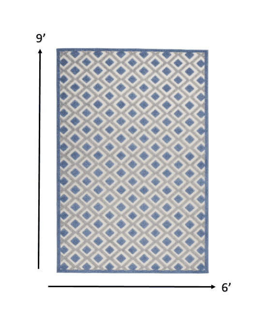 6' X 9' Blue And Gray Geometric Indoor Outdoor Area Rug - Homeroots - Flyclothing LLC