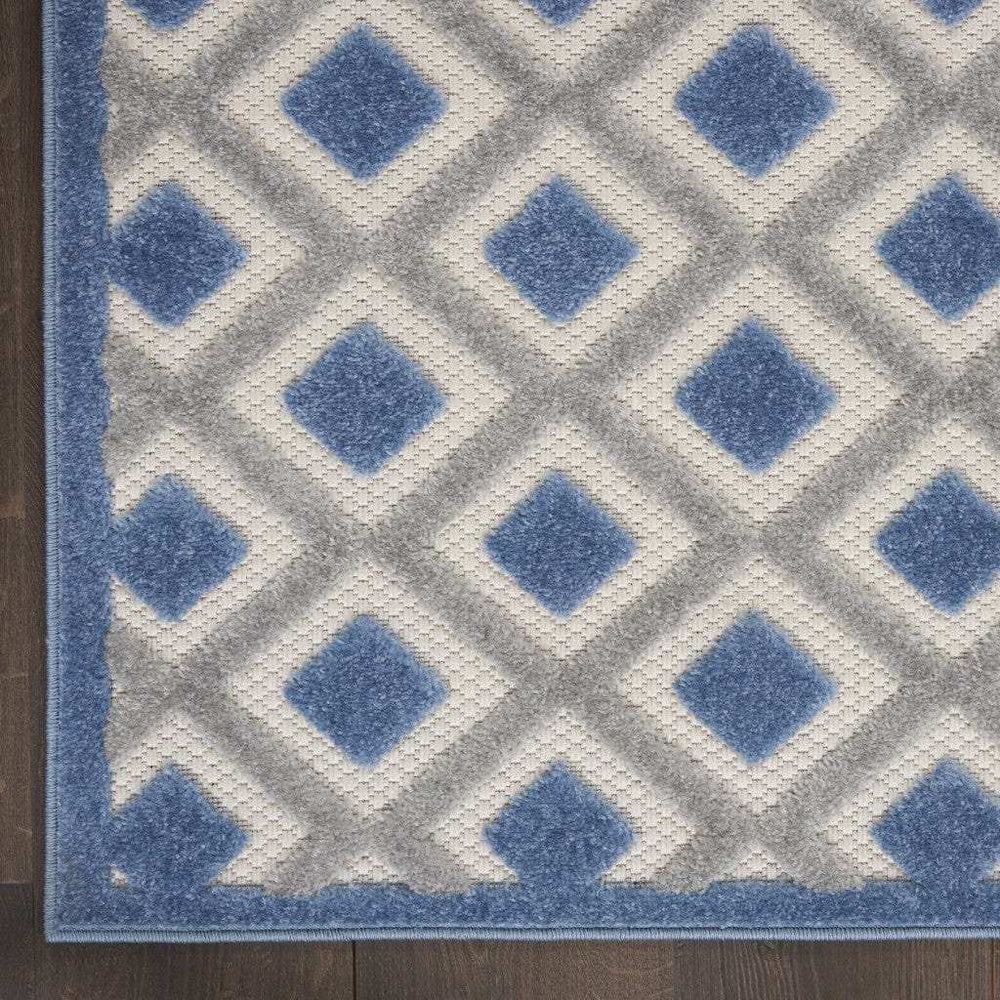 8' X 11' Blue And Gray Geometric Indoor Outdoor Area Rug - Homeroots - Flyclothing LLC