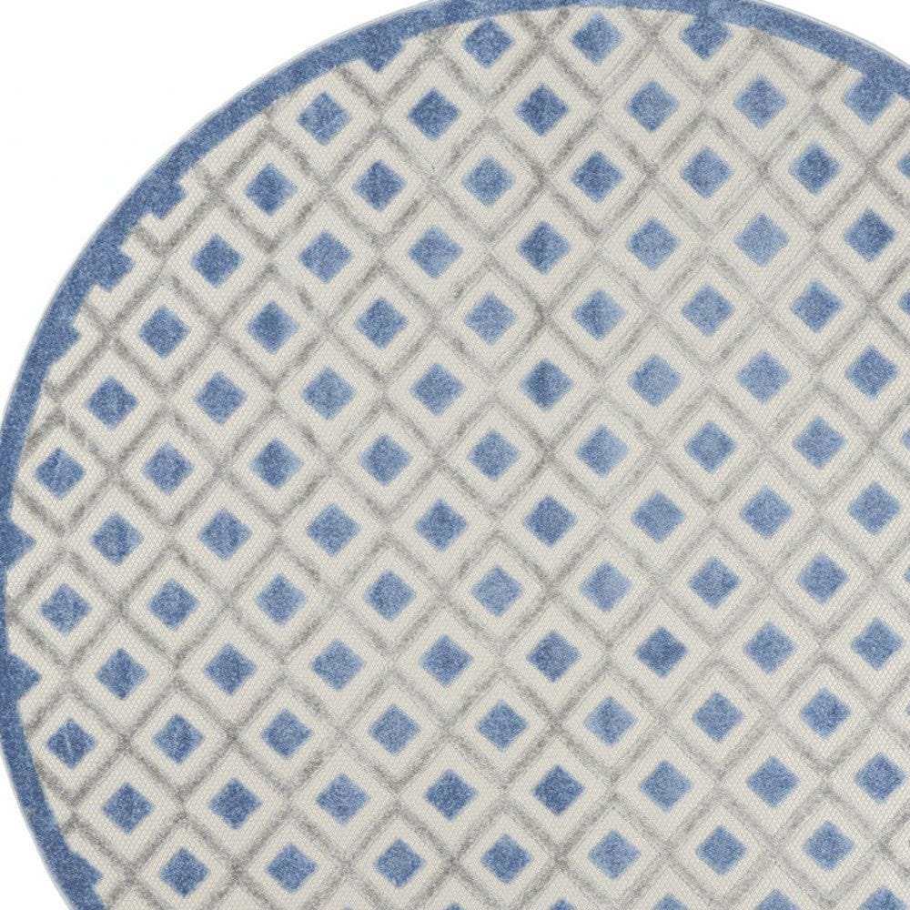 8' Round Blue And Gray Round Geometric Indoor Outdoor Area Rug - Homeroots - Flyclothing LLC