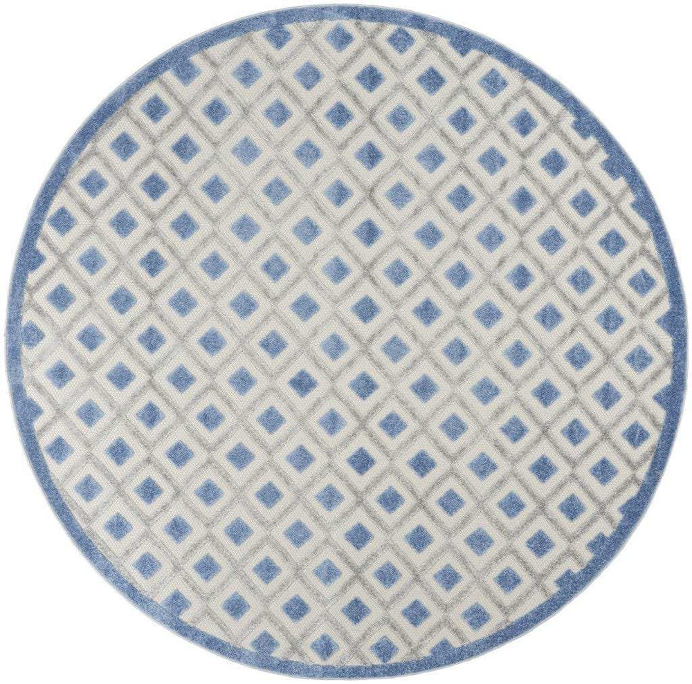 8' Round Blue And Gray Round Geometric Indoor Outdoor Area Rug - Homeroots - Flyclothing LLC