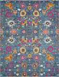 8' X 10' Blue And Orange Floral Power Loom Area Rug - Homeroots - Flyclothing LLC