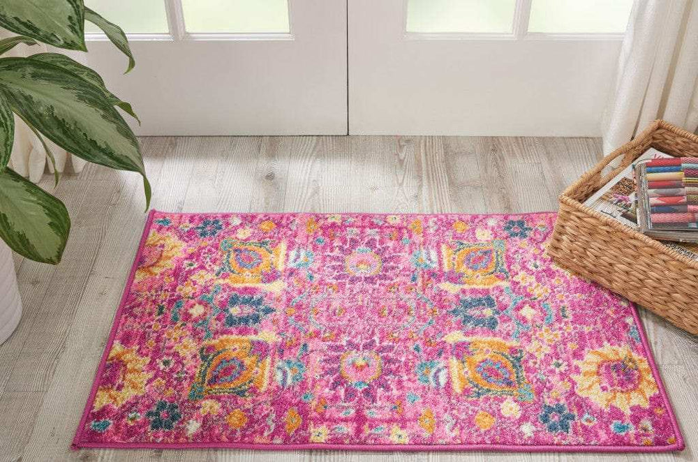 2' X 3' Fuchsia Floral Power Loom Area Rug - Homeroots - Flyclothing LLC