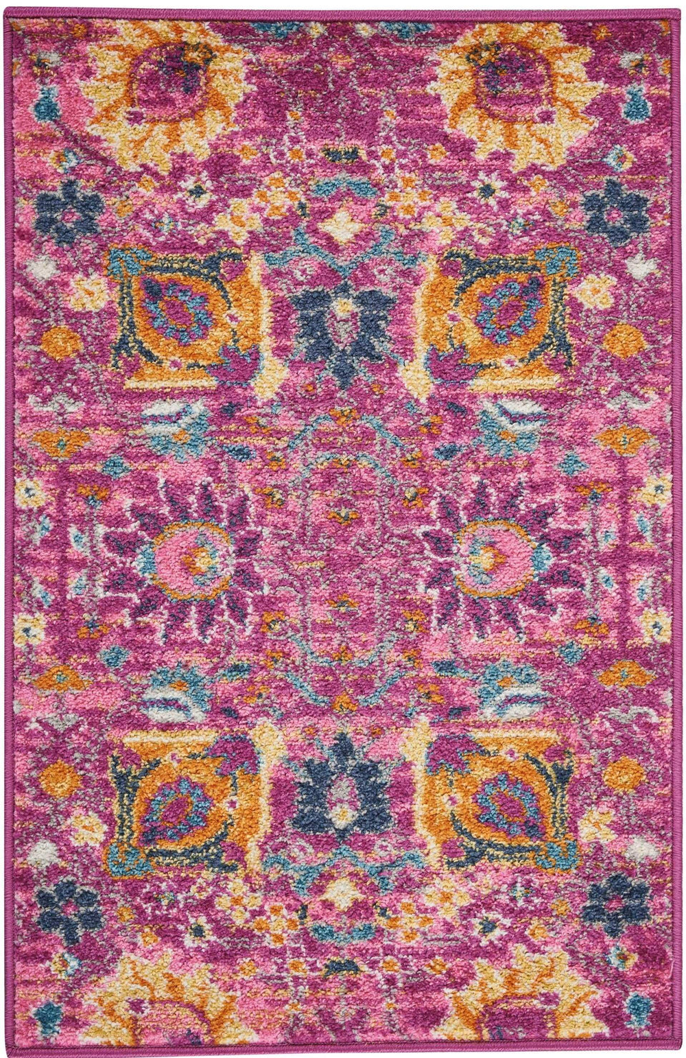 2' X 3' Fuchsia Floral Power Loom Area Rug - Homeroots - Flyclothing LLC