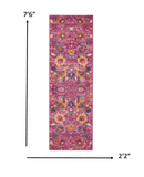 8' Fuchsia Floral Power Loom Runner Rug - Homeroots - Flyclothing LLC