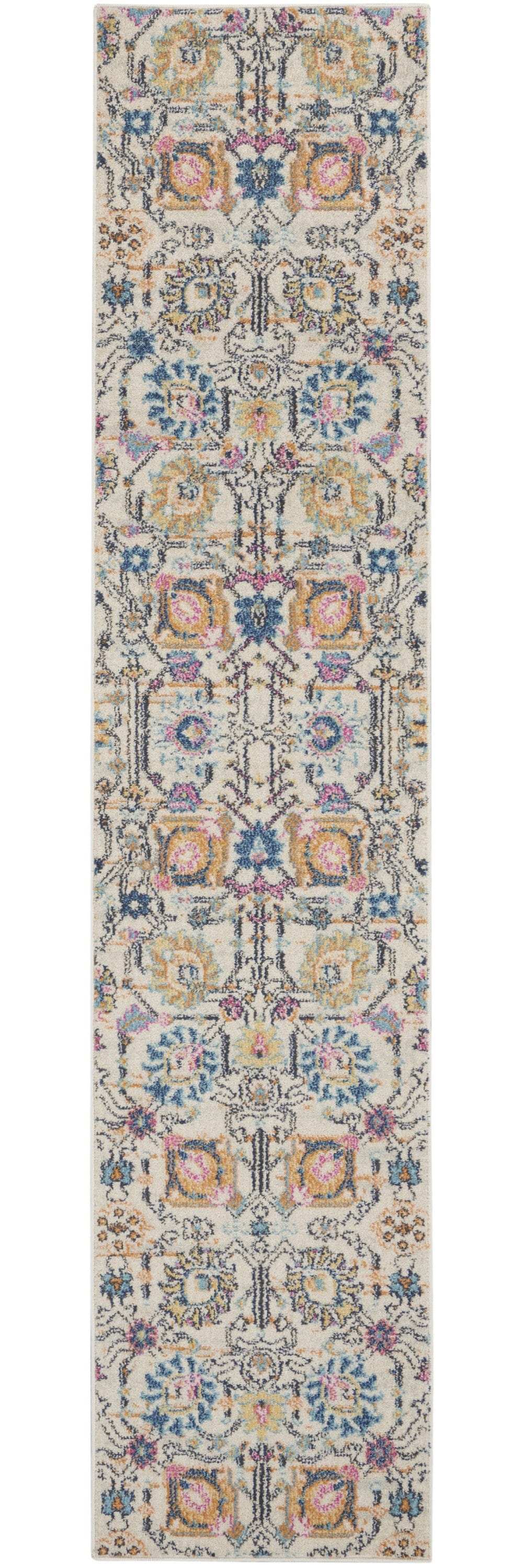 10' Orange And Ivory Floral Power Loom Runner Rug - Homeroots - Flyclothing LLC