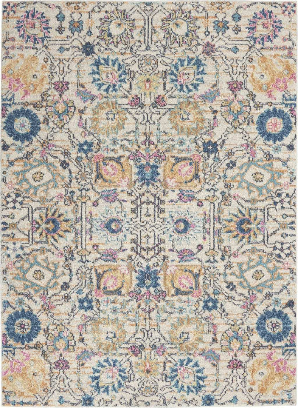 4' X 6' Orange And Ivory Floral Power Loom Area Rug - Homeroots - Flyclothing LLC