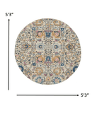 5' Orange And Ivory Round Floral Power Loom Area Rug - Homeroots - Flyclothing LLC