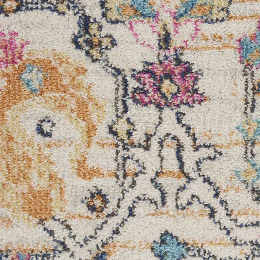7' X 10' Orange And Ivory Floral Power Loom Area Rug - Homeroots - Flyclothing LLC