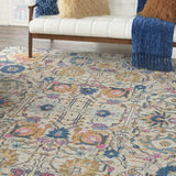 7' X 10' Orange And Ivory Floral Power Loom Area Rug - Homeroots - Flyclothing LLC