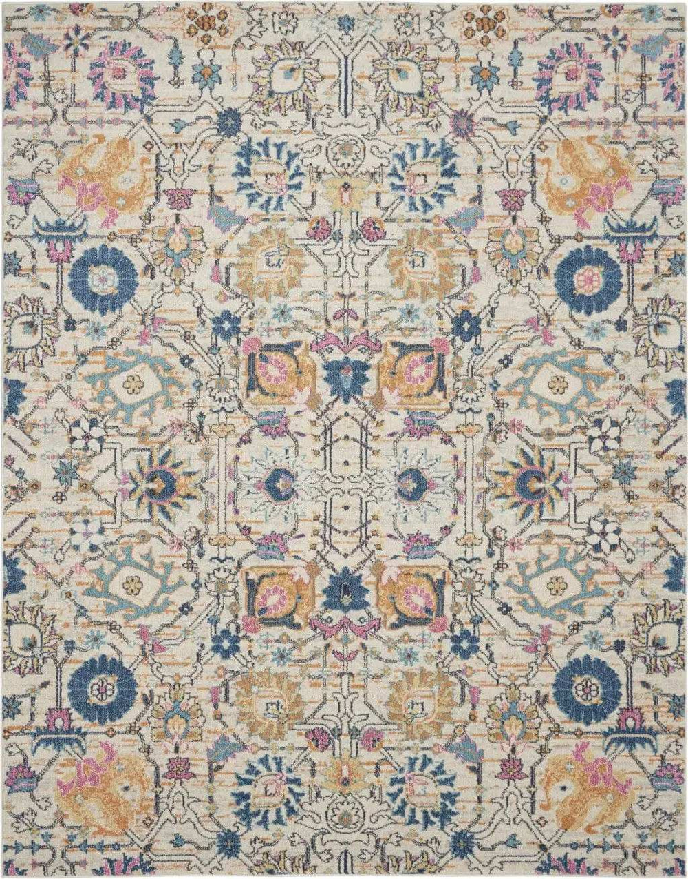 7' X 10' Orange And Ivory Floral Power Loom Area Rug - Homeroots - Flyclothing LLC