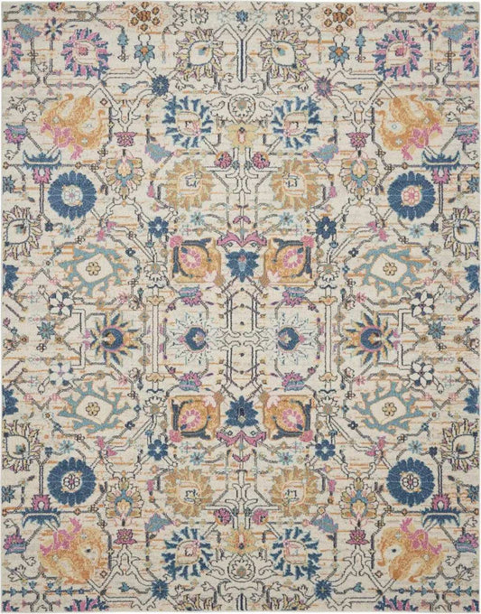 7' X 10' Orange And Ivory Floral Power Loom Area Rug - Homeroots - Flyclothing LLC