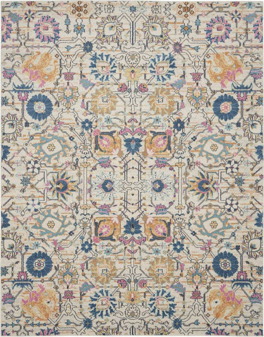 8' X 10' Orange And Ivory Floral Power Loom Area Rug - Homeroots - Flyclothing LLC