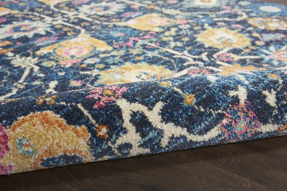 4' X 6' Navy Blue Floral Power Loom Area Rug - Homeroots - Flyclothing LLC