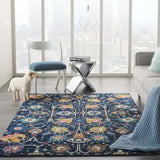 4' X 6' Navy Blue Floral Power Loom Area Rug - Homeroots - Flyclothing LLC