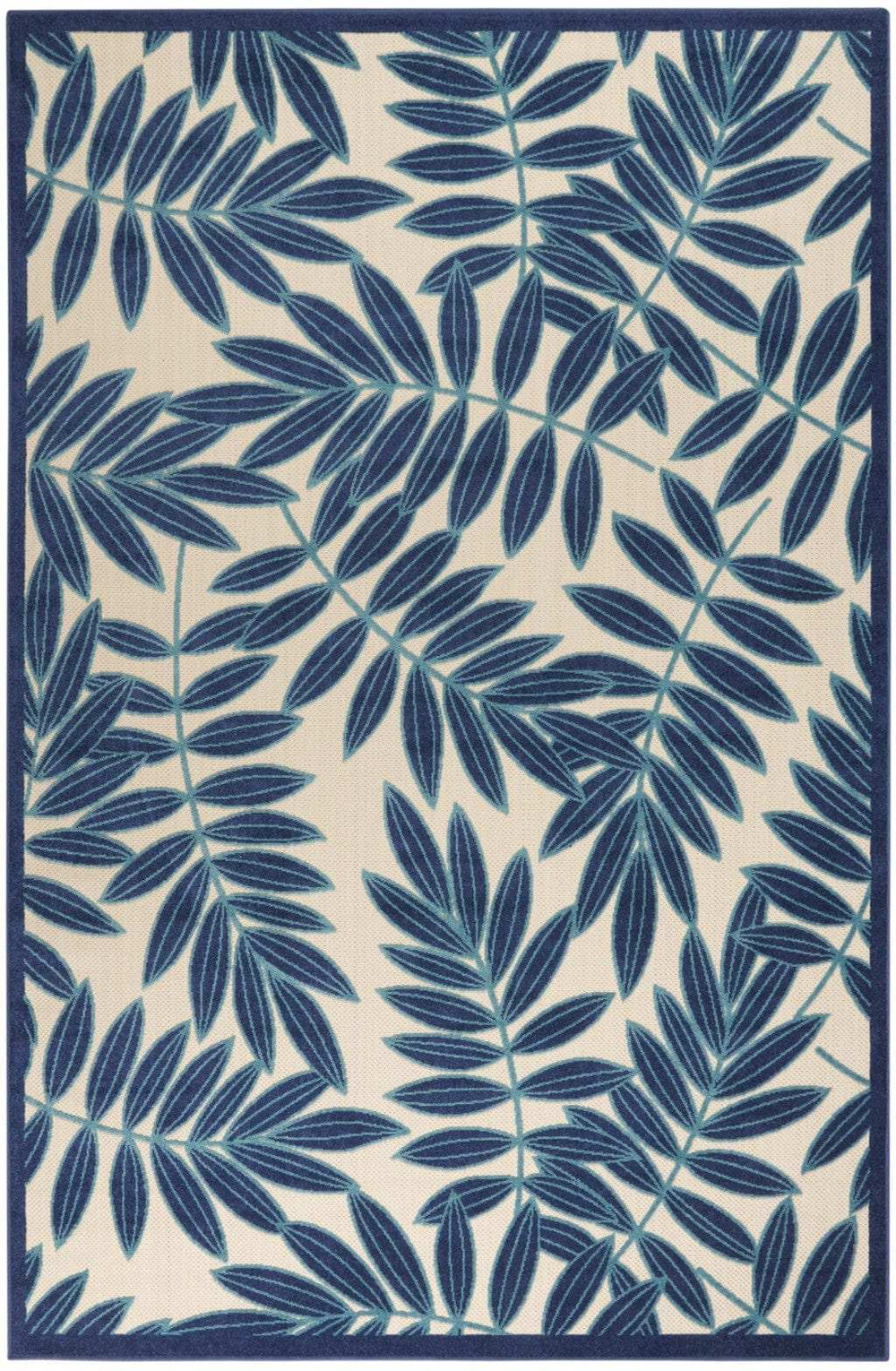7' X 10' Blue And Ivory Floral Stain Resistant Indoor Outdoor Area Rug - Homeroots - Flyclothing LLC