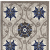 2' X 12' Gray and Blue Indoor Outdoor Runner Rug - Homeroots - Flyclothing LLC