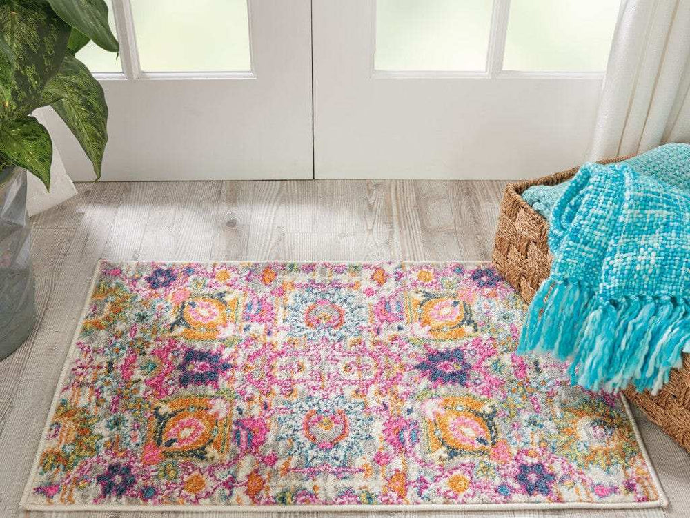 2' X 3' Silver Floral Power Loom Area Rug - Homeroots - Flyclothing LLC