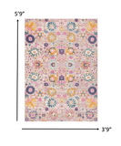 4' X 6' Silver Floral Power Loom Area Rug - Homeroots - Flyclothing LLC