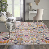 8' X 10' Silver Floral Power Loom Area Rug - Homeroots - Flyclothing LLC