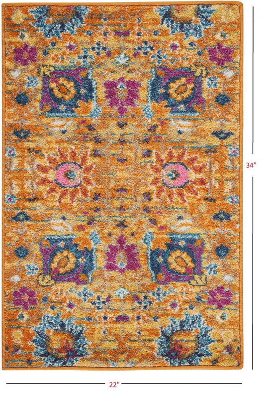 2' X 3' Sunset Floral Power Loom Area Rug - Homeroots - Flyclothing LLC