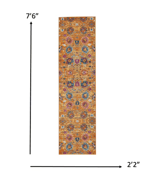 8' Sunset Floral Power Loom Runner Rug - Homeroots - Flyclothing LLC