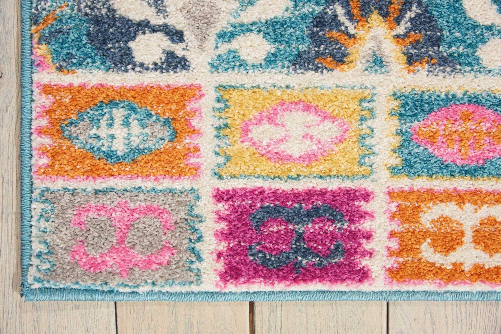 4' X 6' Blue And Pink Ogee Power Loom Area Rug - Homeroots - Flyclothing LLC