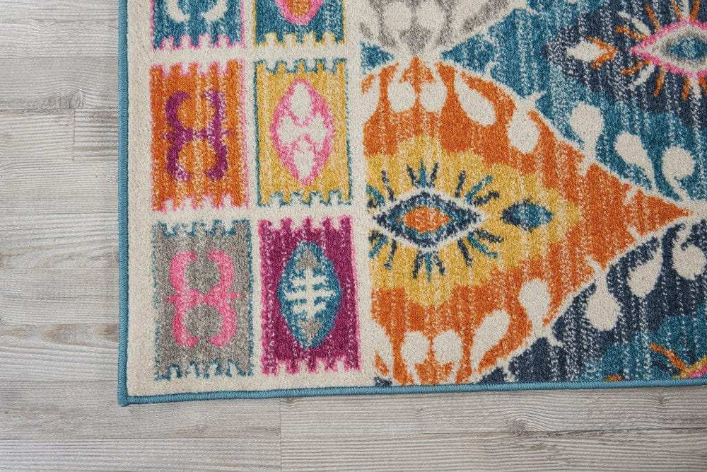 8' X 10' Blue And Pink Ogee Power Loom Area Rug - Homeroots - Flyclothing LLC