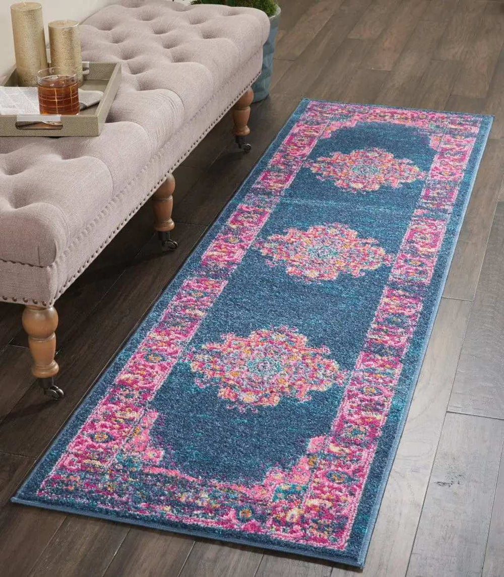 10' Blue Dhurrie Runner Rug - Homeroots - Flyclothing LLC