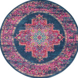 4' Blue Round Power Loom Area Rug - Homeroots - Flyclothing LLC