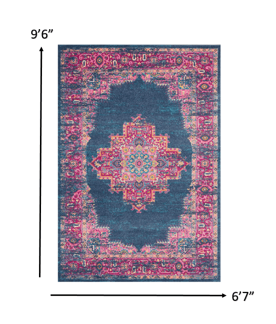 7' X 10' Blue Power Loom Area Rug - Homeroots - Flyclothing LLC