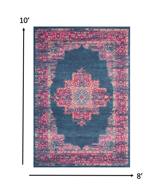 8' X 10' Blue Power Loom Area Rug - Homeroots - Flyclothing LLC