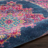 8' Blue Round Power Loom Area Rug - Homeroots - Flyclothing LLC