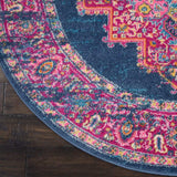 8' Blue Round Power Loom Area Rug - Homeroots - Flyclothing LLC