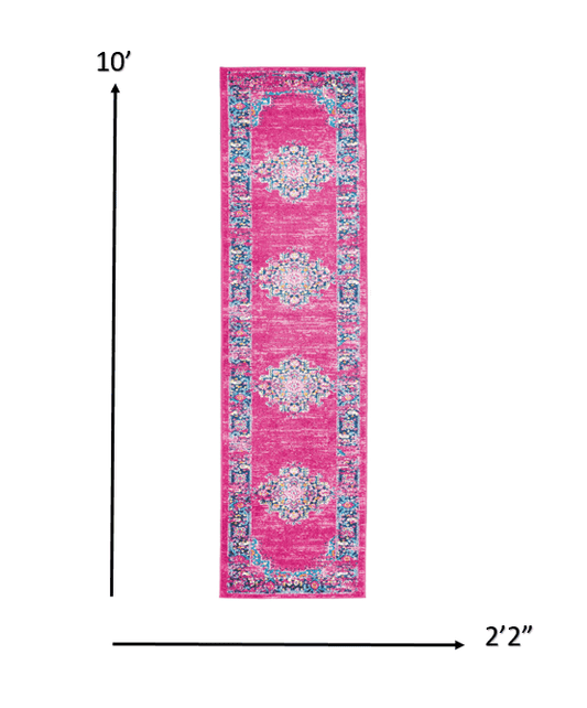 10' Fuchsia Power Loom Runner Rug - Homeroots - Flyclothing LLC