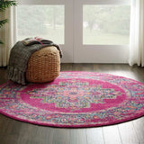 4' Fuchsia Round Power Loom Area Rug - Homeroots - Flyclothing LLC