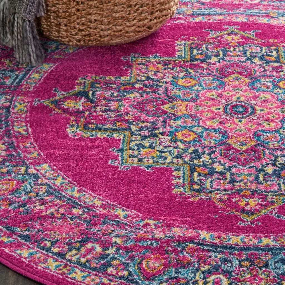 4' Fuchsia Round Power Loom Area Rug - Homeroots - Flyclothing LLC