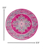 5' Fuchsia Round Power Loom Area Rug - Homeroots - Flyclothing LLC