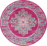 5' Fuchsia Round Power Loom Area Rug - Homeroots - Flyclothing LLC