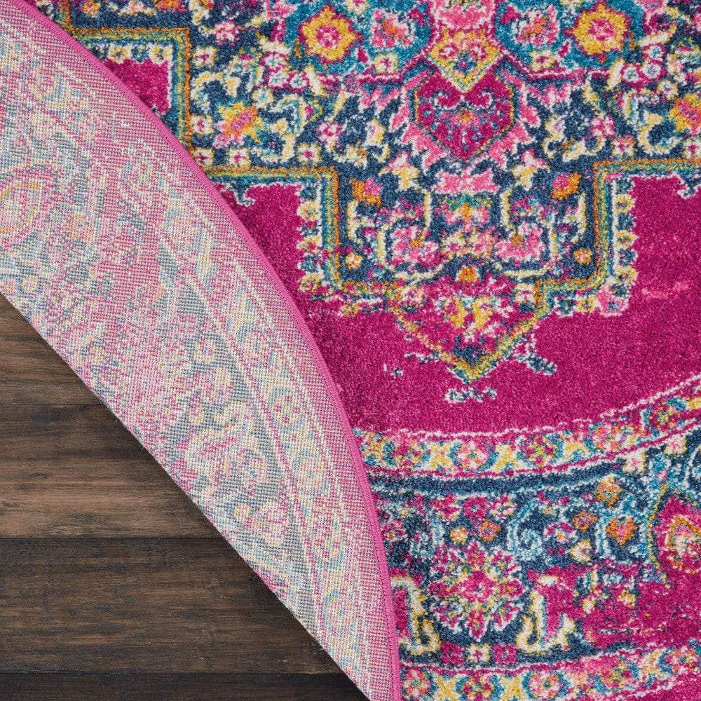 5' Fuchsia Round Power Loom Area Rug - Homeroots - Flyclothing LLC
