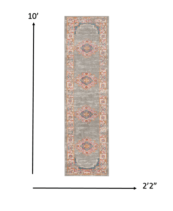 10' Gray Power Loom Runner Rug - Homeroots - Flyclothing LLC