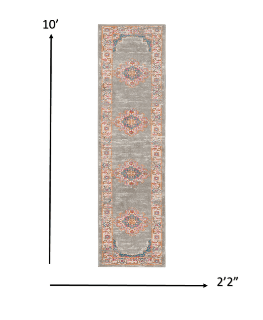10' Gray Power Loom Runner Rug - Homeroots - Flyclothing LLC