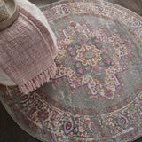 4' Gray Round Power Loom Area Rug - Homeroots - Flyclothing LLC